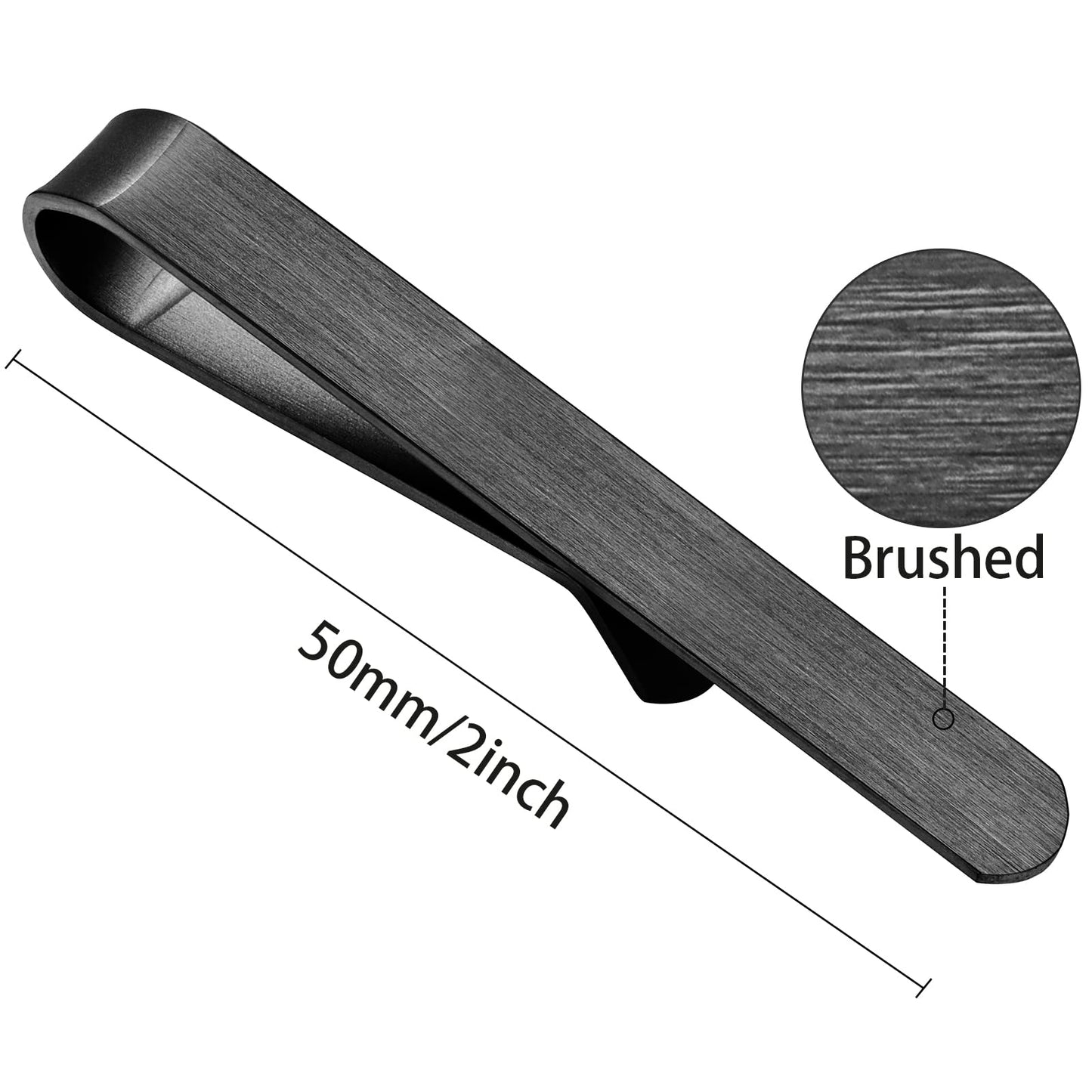 Skinny Tie Clip Bar Set, 2 Inch Tie Clip for Men - Wedding, Meeting, Party Gift Set