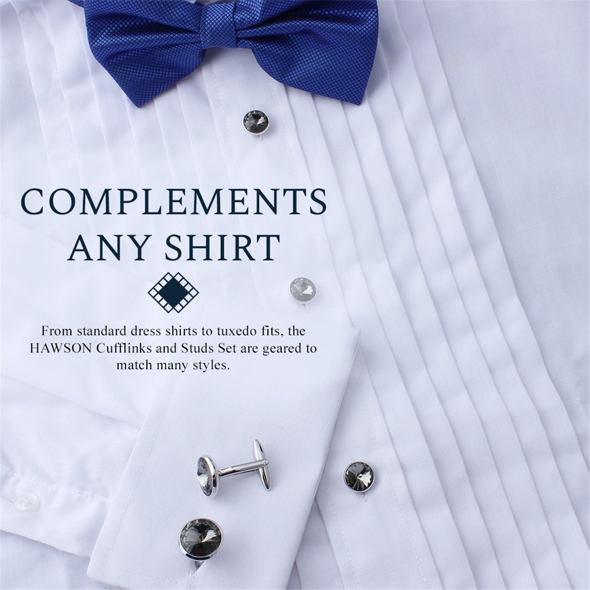 Cufflinks for Men with 4/6 pcs Shirt Studs Set, Gift Box Packed