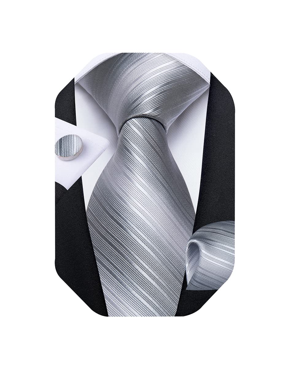 Mens Tie Set Silk Solid Paisley Necktie and Pocket Square Cufflinks Classic Formal Ties for Men Wedding Party