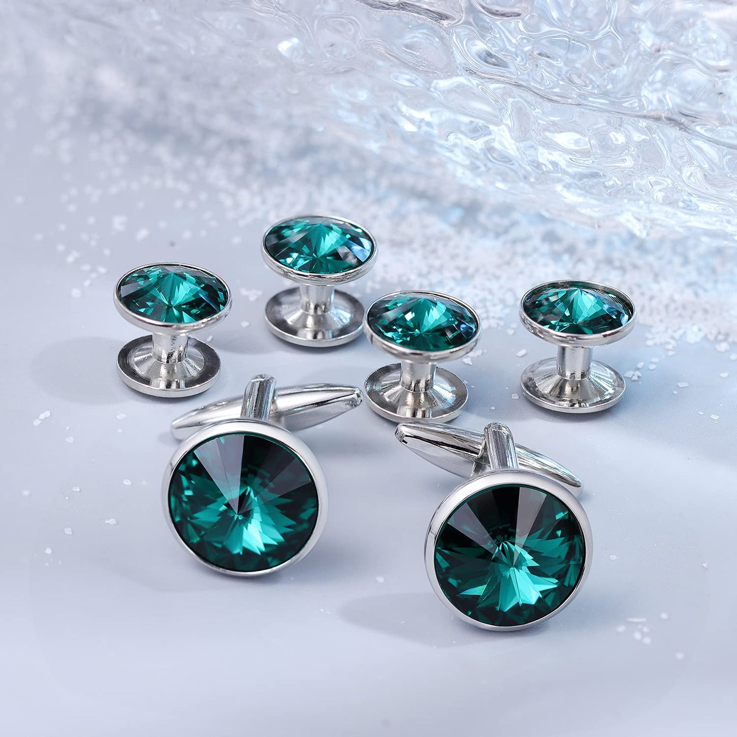 Cufflinks for Men with 4/6 pcs Shirt Studs Set, Gift Box Packed