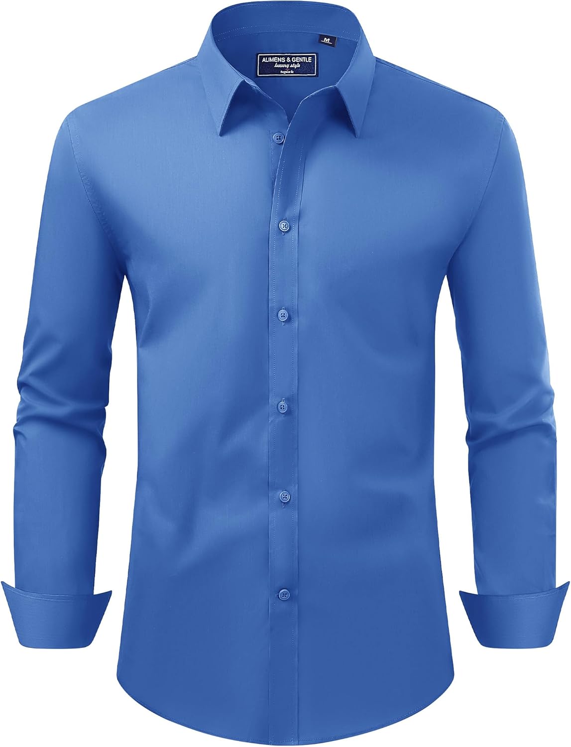 Alimens & Gentle Men's Dress Shirt Regular Fit Stretch Stain Shield Long Sleeve Solid Business Wedding Button Down Shirts
