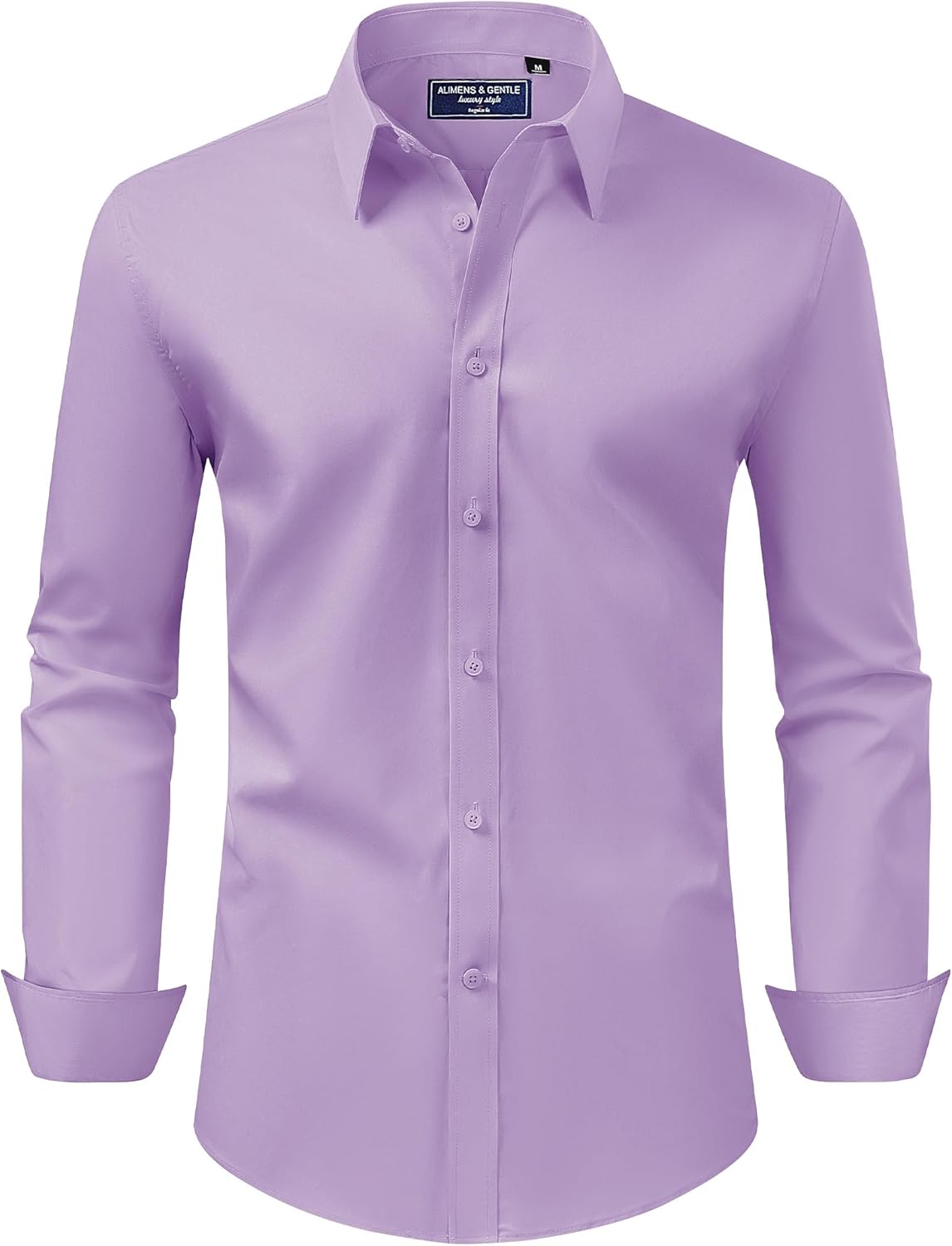 Alimens & Gentle Men's Dress Shirt Regular Fit Stretch Stain Shield Long Sleeve Solid Business Wedding Button Down Shirts