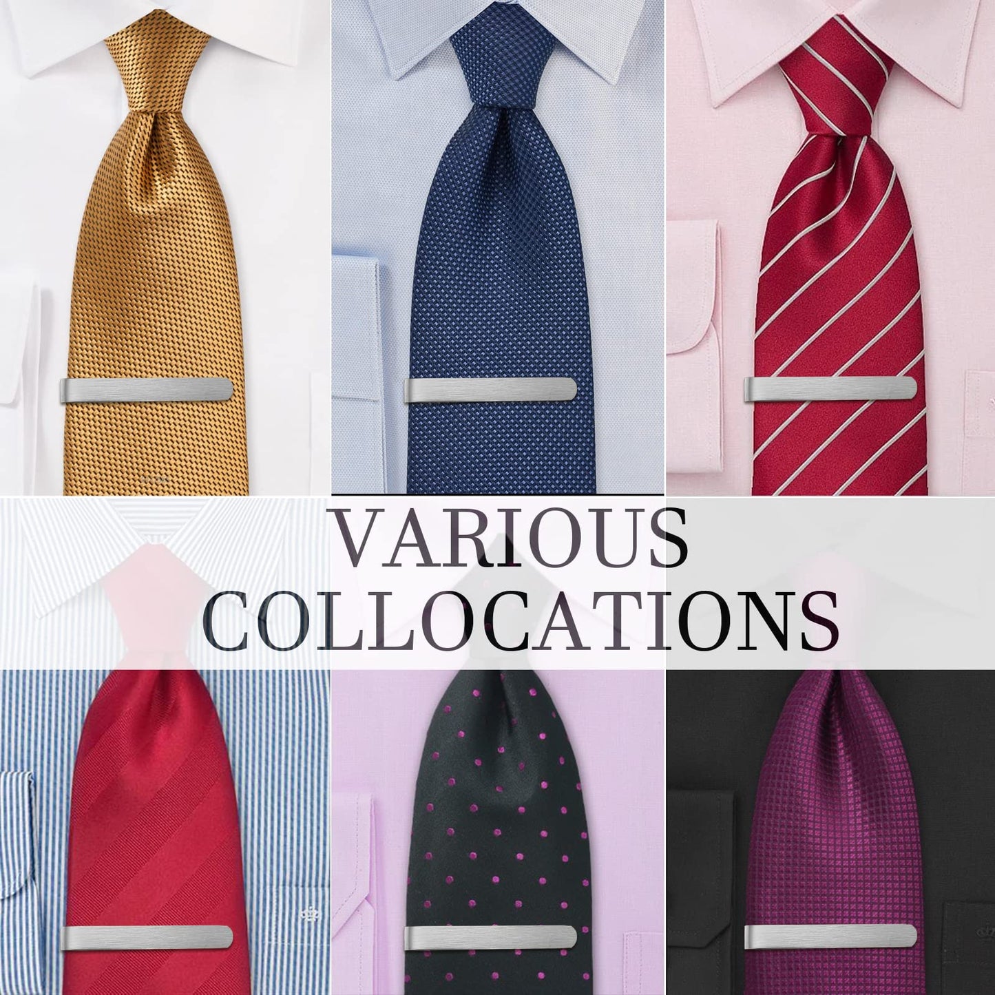 Skinny Tie Clip Bar Set, 2 Inch Tie Clip for Men - Wedding, Meeting, Party Gift Set