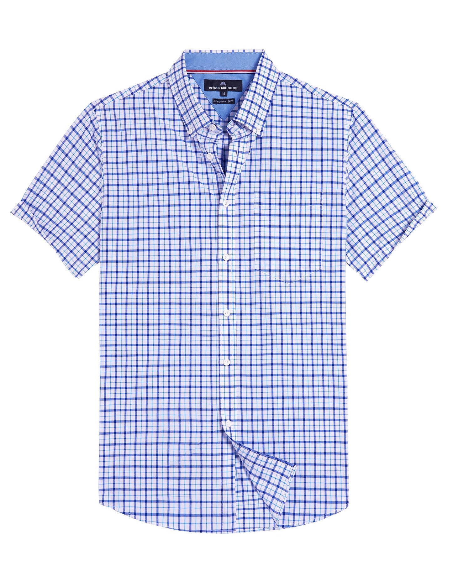 Alimens & Gentle Mens Plaid Short Sleeve Button Down Shirts Cotton Regular Fit Casual Gingham Shirts