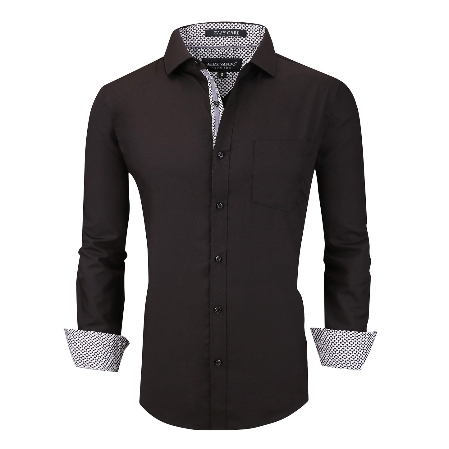 Alex Vando Mens Bamboo Dress Shirts Wrinkle Free Regular Fit Stretch Button Down Shirt