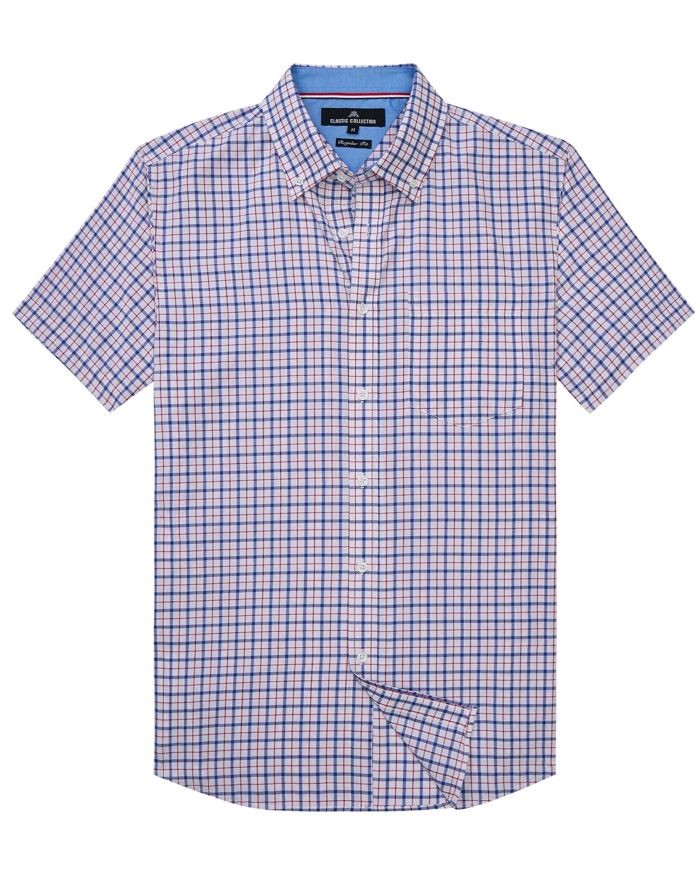 Alimens & Gentle Mens Plaid Short Sleeve Button Down Shirts Cotton Regular Fit Casual Gingham Shirts