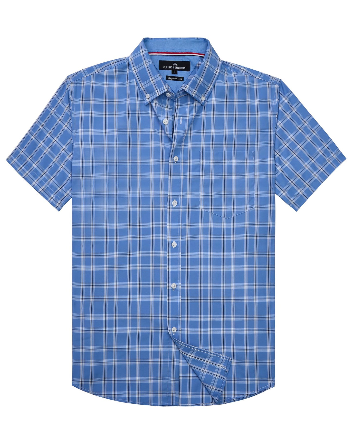 Alimens & Gentle Mens Plaid Short Sleeve Button Down Shirts Cotton Regular Fit Casual Gingham Shirts