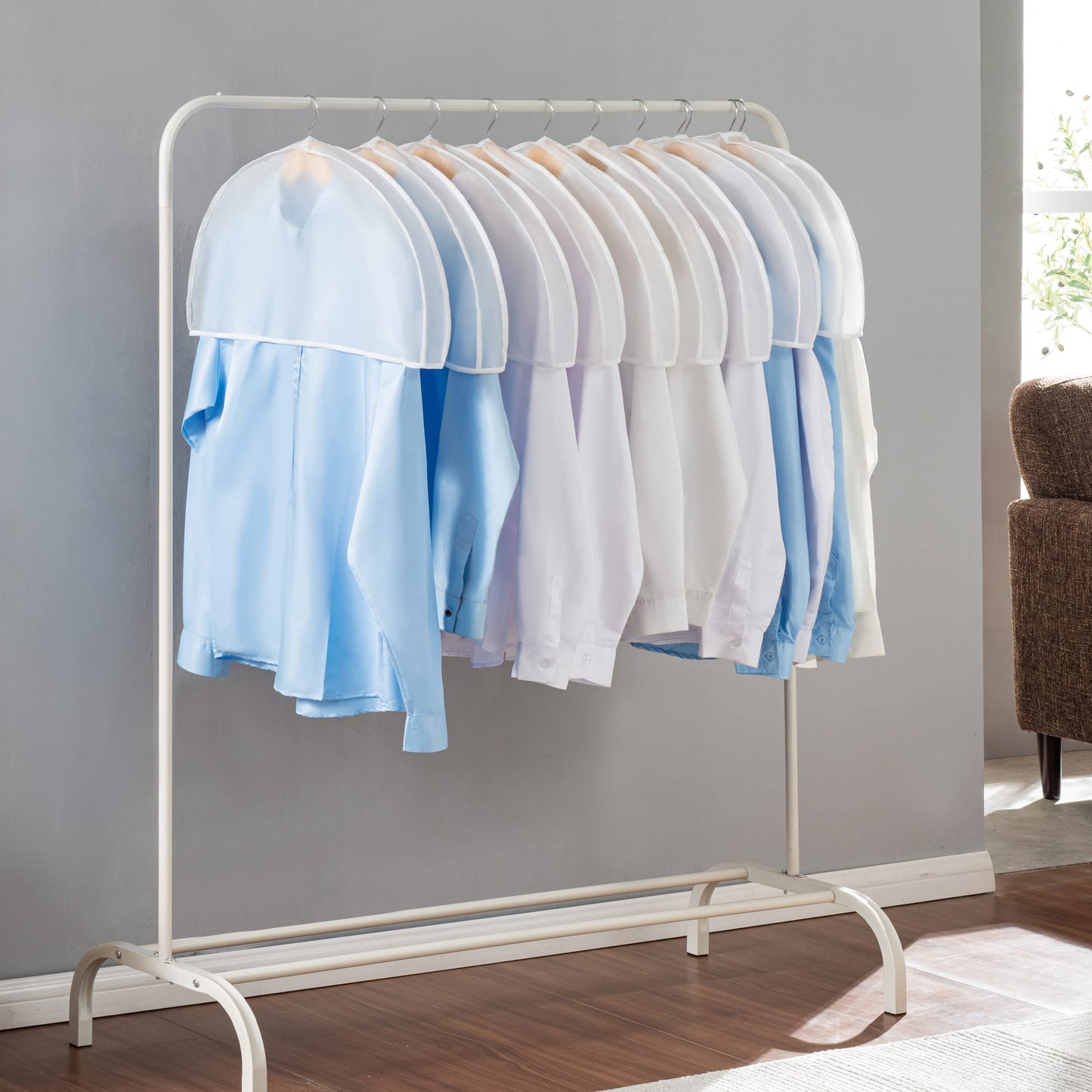 Clear Garment Bags Clothes Covers Protecting Dusts (Set of 12) for Storage Plastic Garment Bags Hanging Clothes Bags Dress Bag for Gowns Long with Zipper for Closet - 24'' x 40''/12 Pack