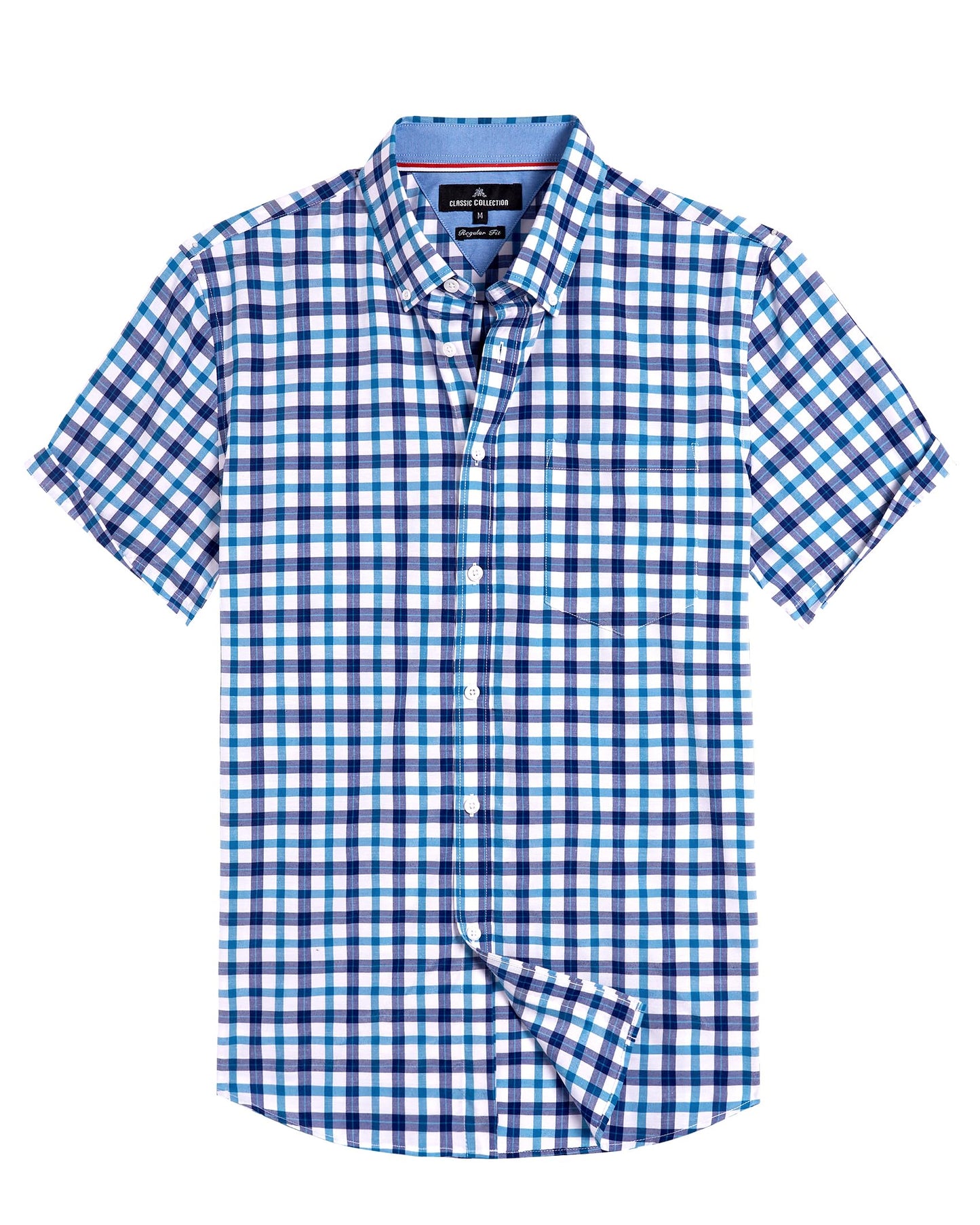 Alimens & Gentle Mens Plaid Short Sleeve Button Down Shirts Cotton Regular Fit Casual Gingham Shirts