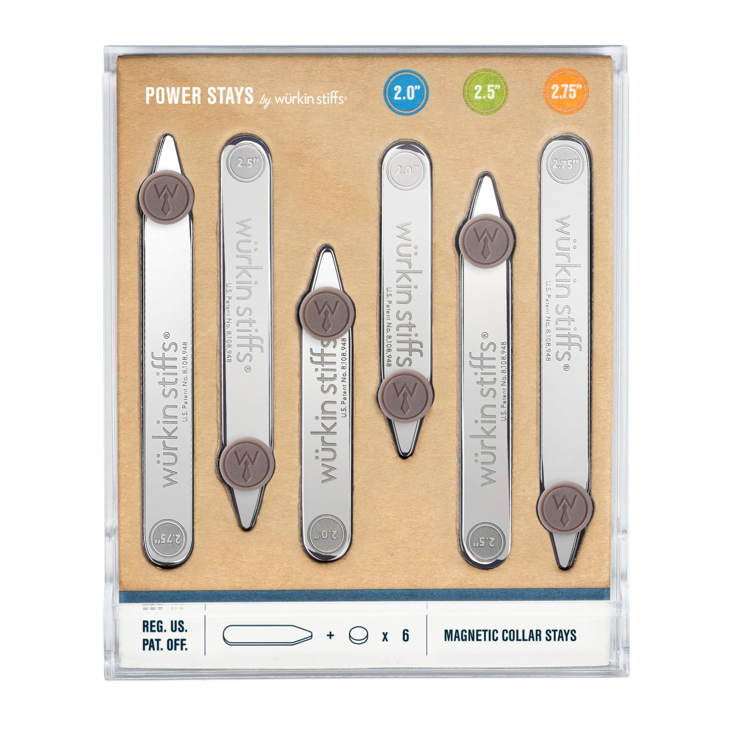 Würkin Stiffs Power Stays Magnetic Collar Stays|Power Stays with Storage Case | Metal Shirt Collar Stays for Men Clothing