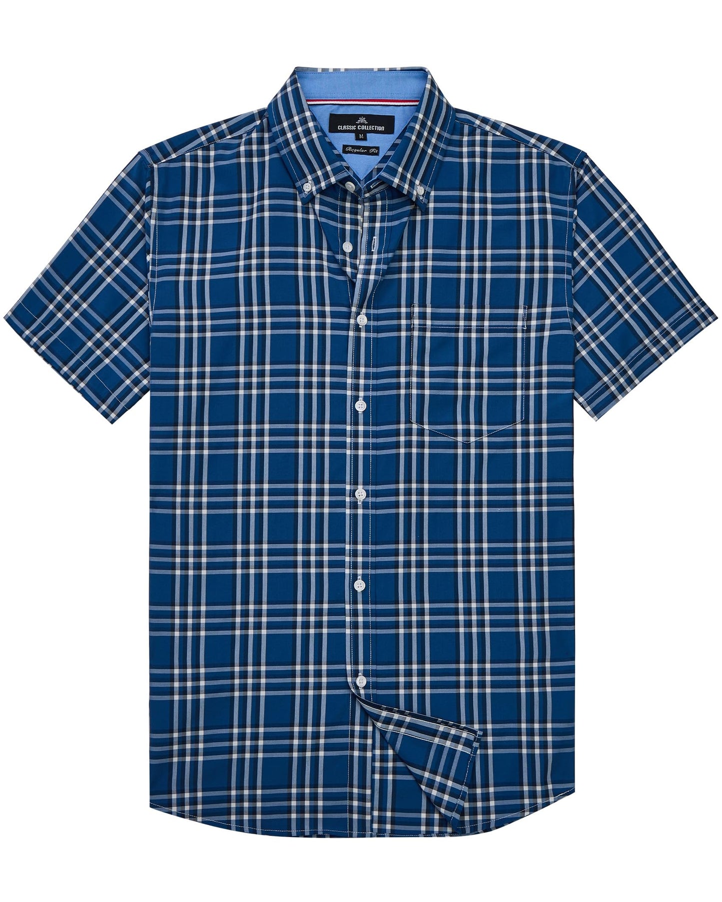 Alimens & Gentle Mens Plaid Short Sleeve Button Down Shirts Cotton Regular Fit Casual Gingham Shirts