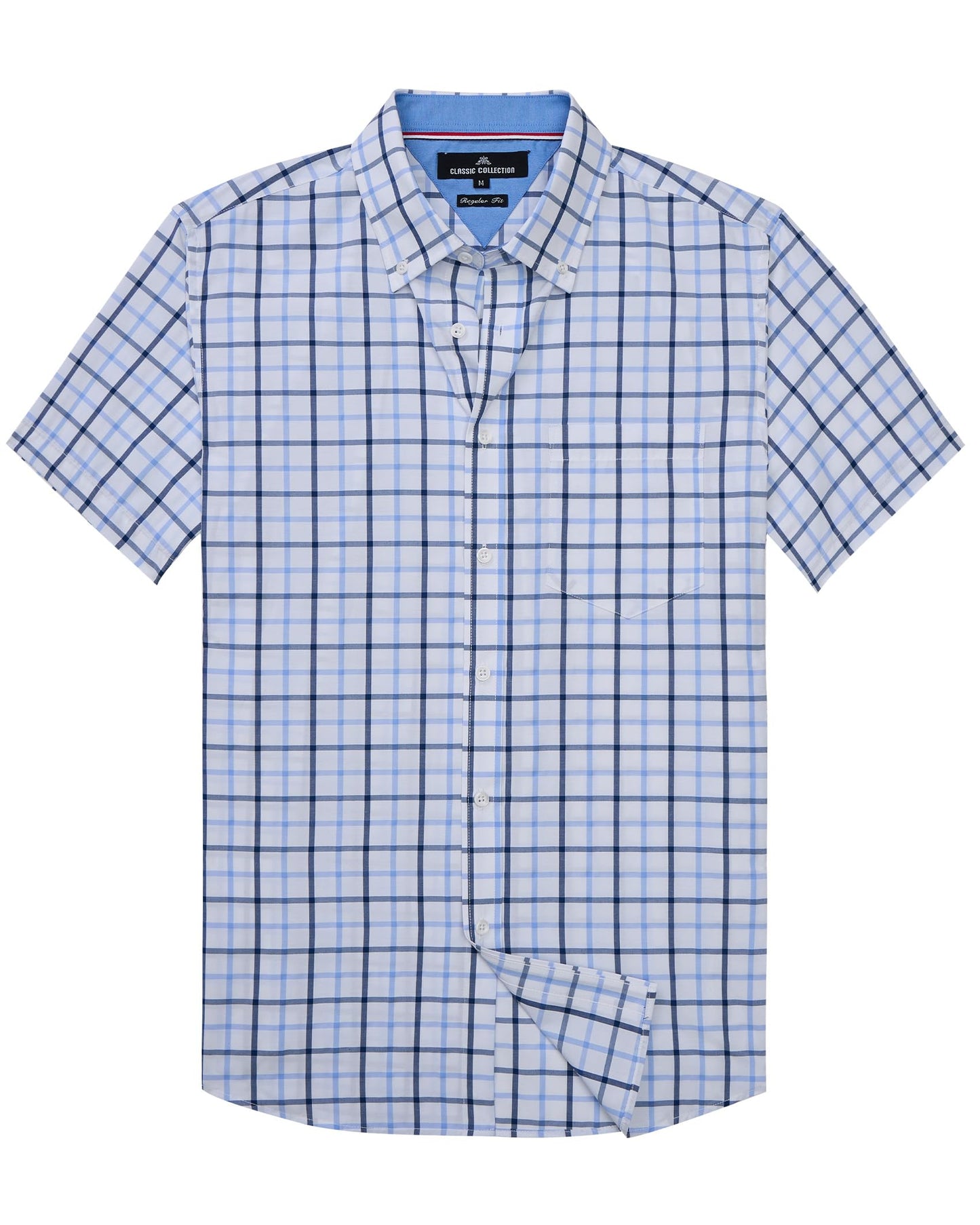 Alimens & Gentle Mens Plaid Short Sleeve Button Down Shirts Cotton Regular Fit Casual Gingham Shirts