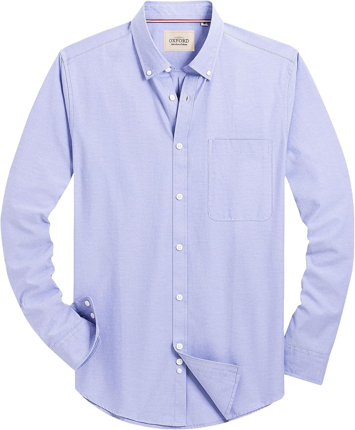 Alimens & Gentle Mens Solid Oxford Shirt Long Sleeve Dress Shirt Work Casual Button Down Shirts with Pocket