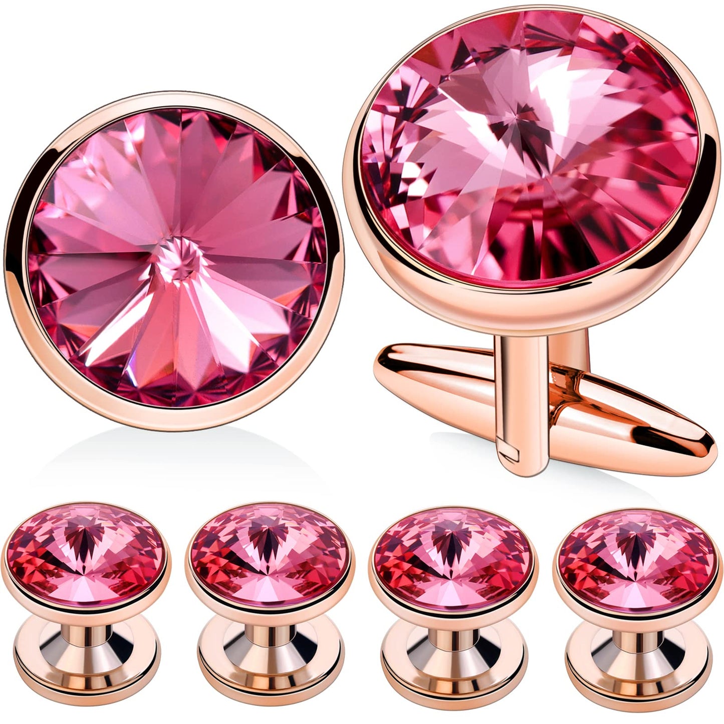 Cufflinks for Men with 4/6 pcs Shirt Studs Set, Gift Box Packed
