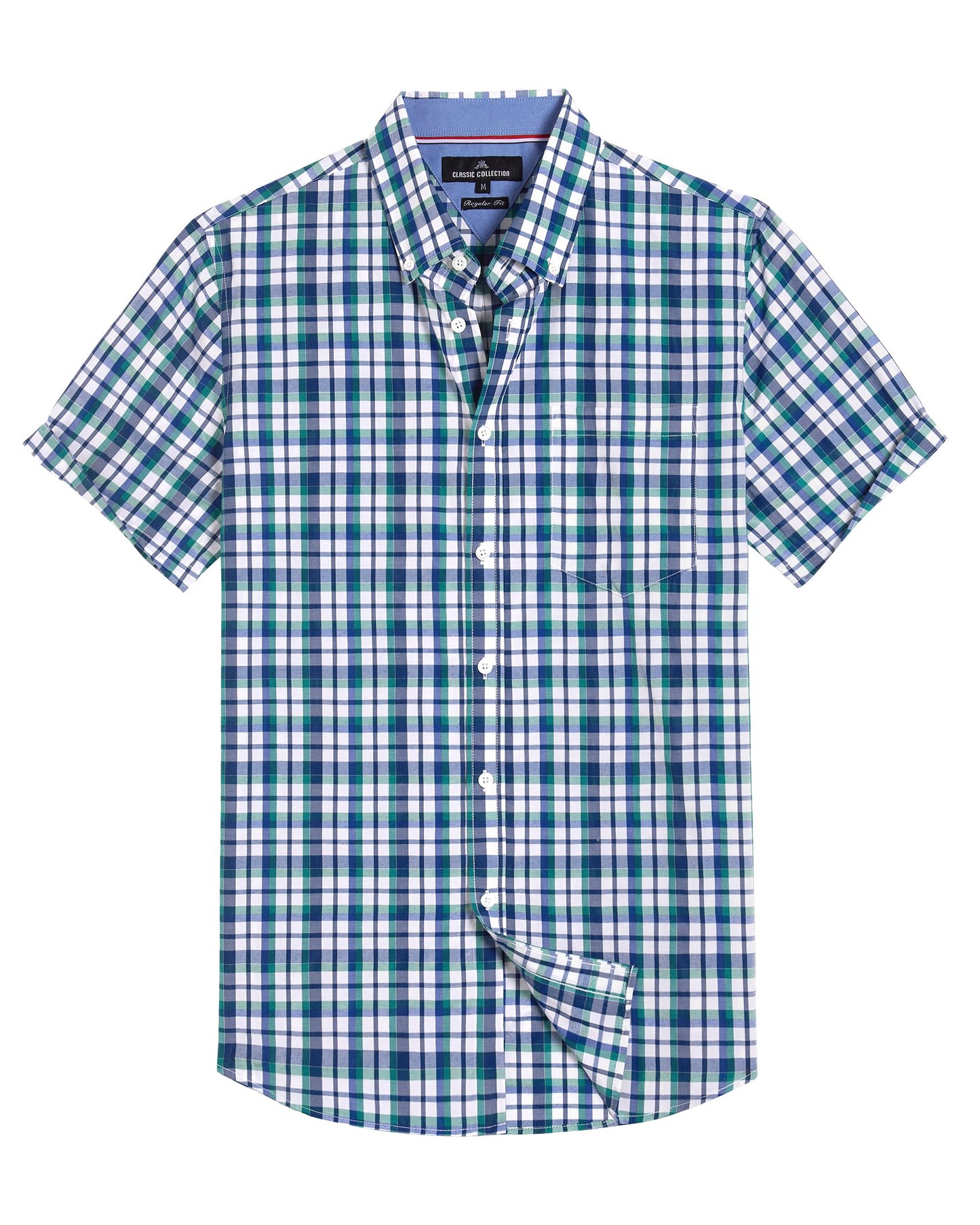 Alimens & Gentle Mens Plaid Short Sleeve Button Down Shirts Cotton Regular Fit Casual Gingham Shirts