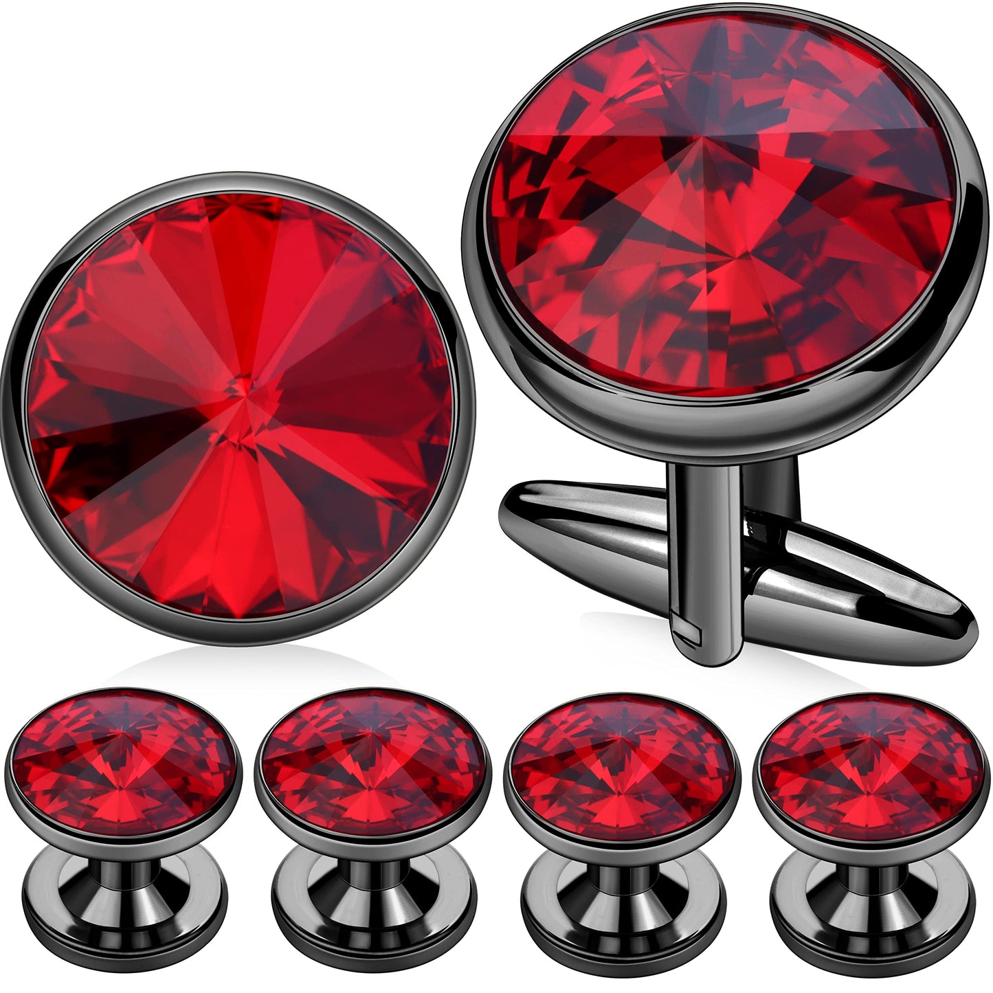 Cufflinks for Men with 4/6 pcs Shirt Studs Set, Gift Box Packed