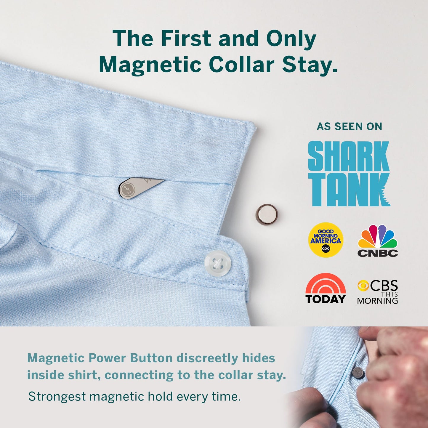 Würkin Stiffs Magnetic Power Buttons Pack of 8 | Magnets for Collar Stays in Storage Case | As Seen on Shark Tank