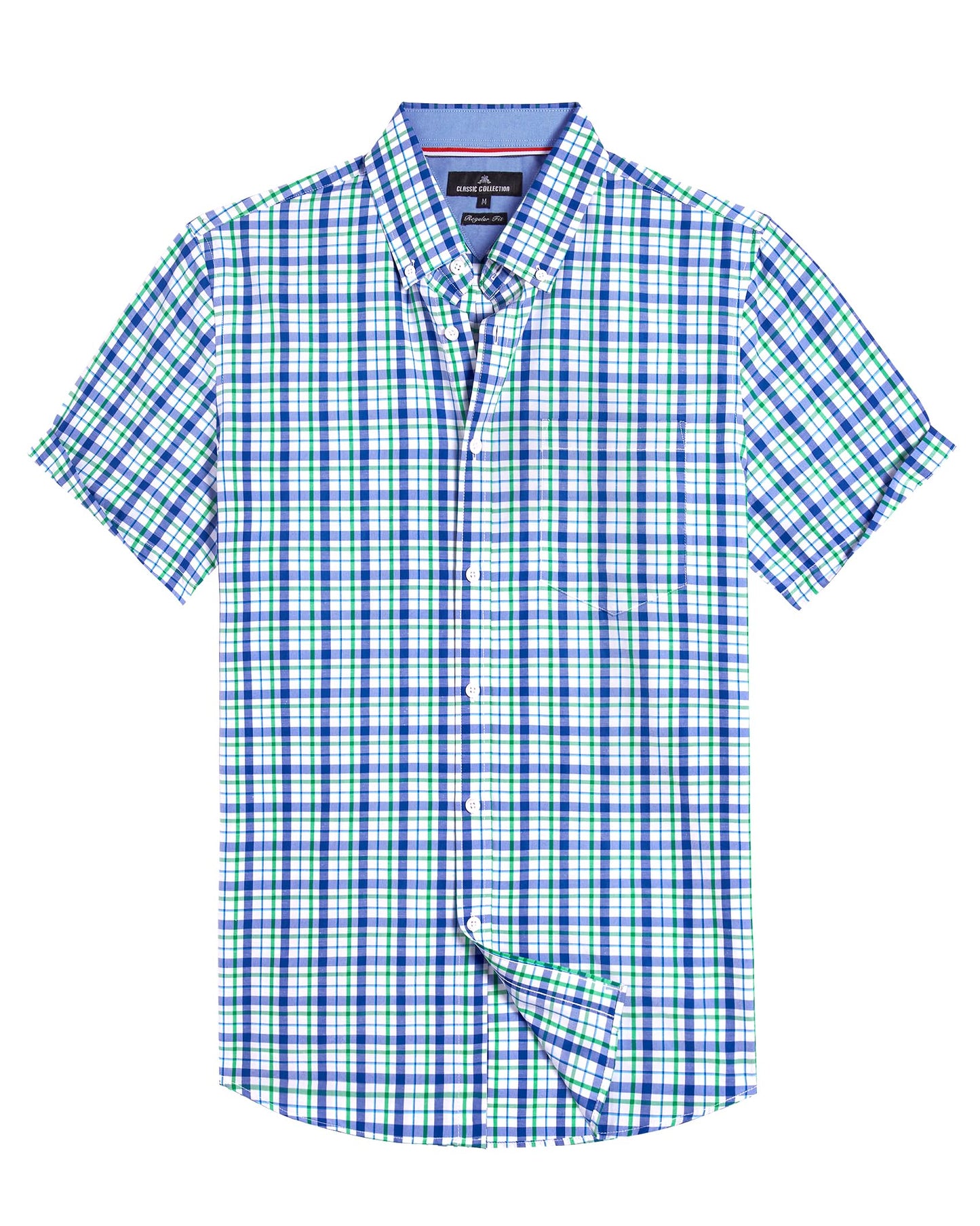 Alimens & Gentle Mens Plaid Short Sleeve Button Down Shirts Cotton Regular Fit Casual Gingham Shirts