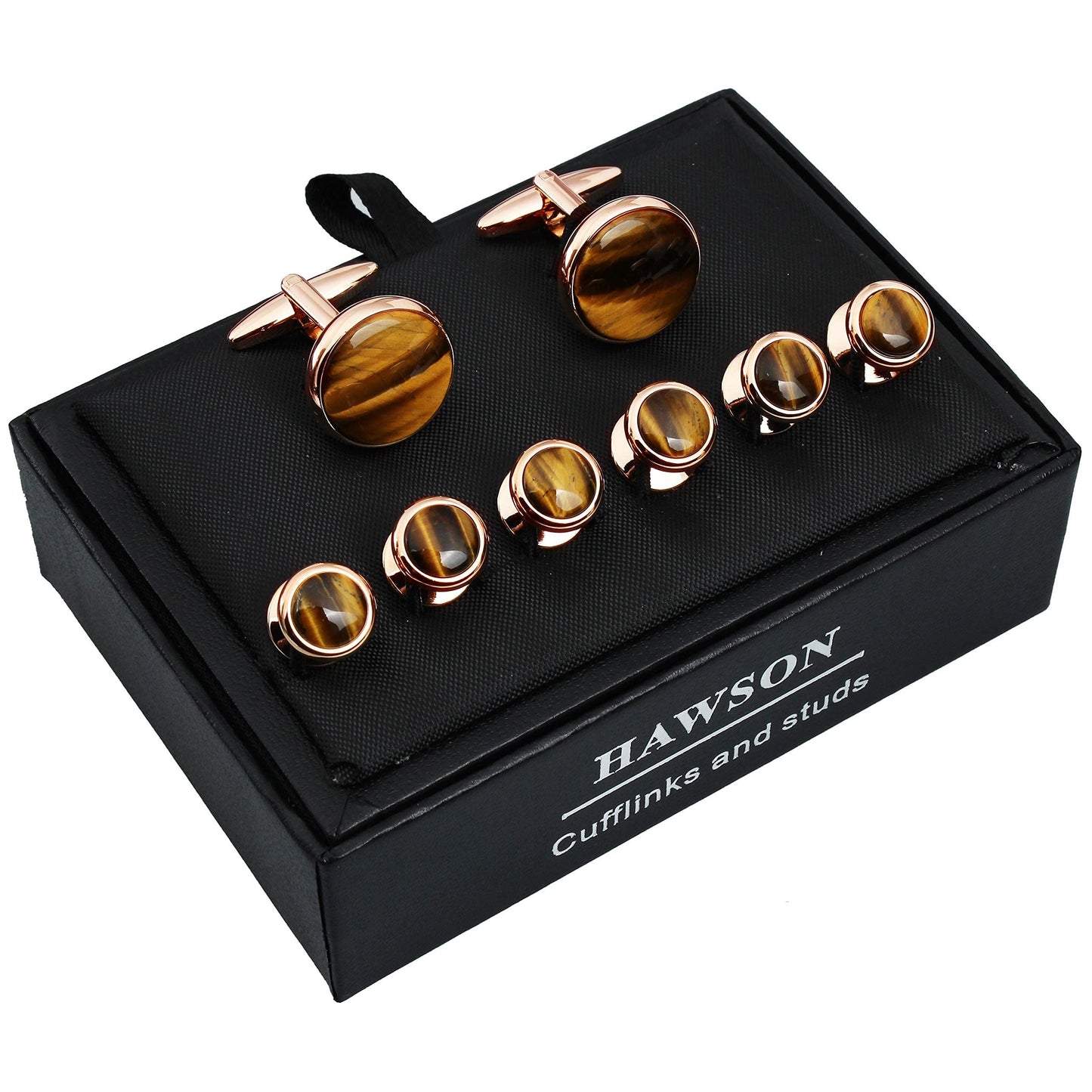 Cufflinks and Tuxedo Studs Set for Men with Gift Box, Mother-of-Pearl Cuff links for French Cuff Shirt and Dress Shirt, Suitable for Wedding, Birthday, Party