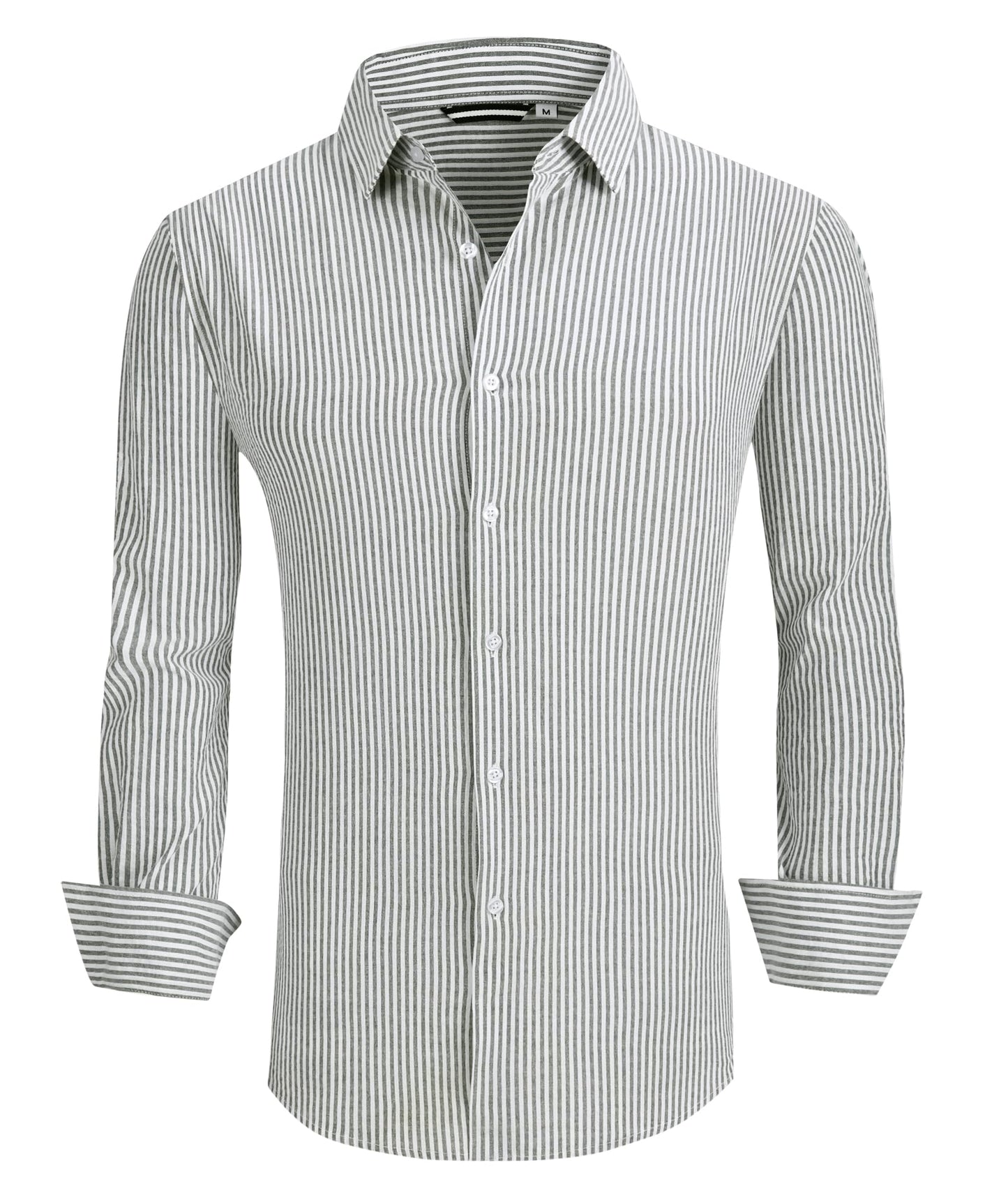 Alex Vando Mens Seersucker Dress Shirts Striped Business Casual Cotton Shirts for Men