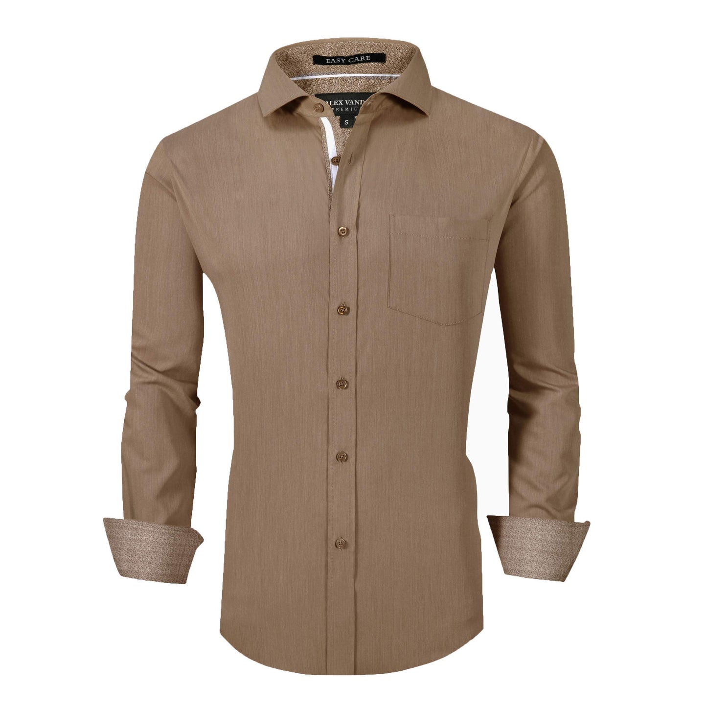 Alex Vando Mens Bamboo Dress Shirts Wrinkle Free Regular Fit Stretch Button Down Shirt