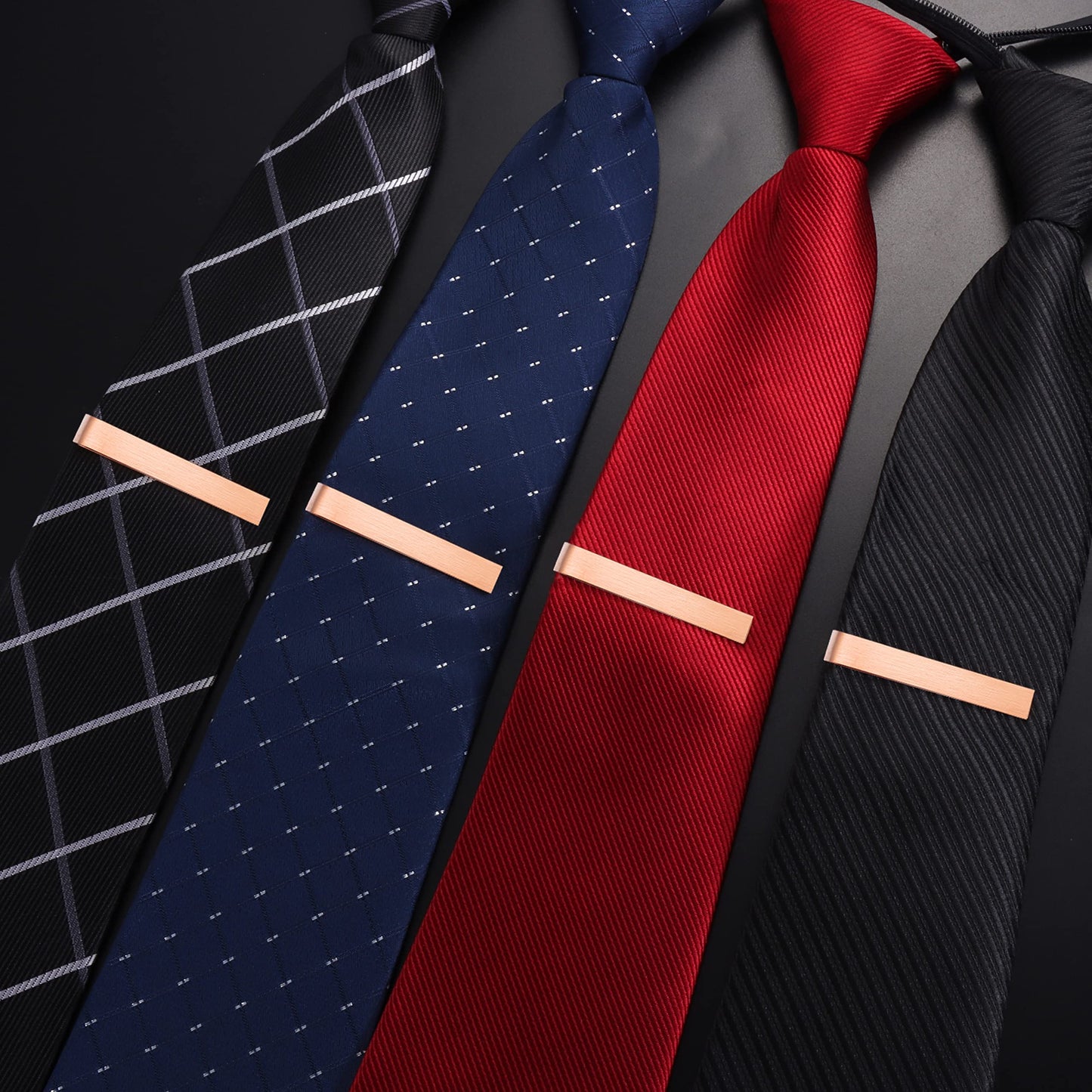 Skinny Tie Clip Bar Set, 2 Inch Tie Clip for Men - Wedding, Meeting, Party Gift Set