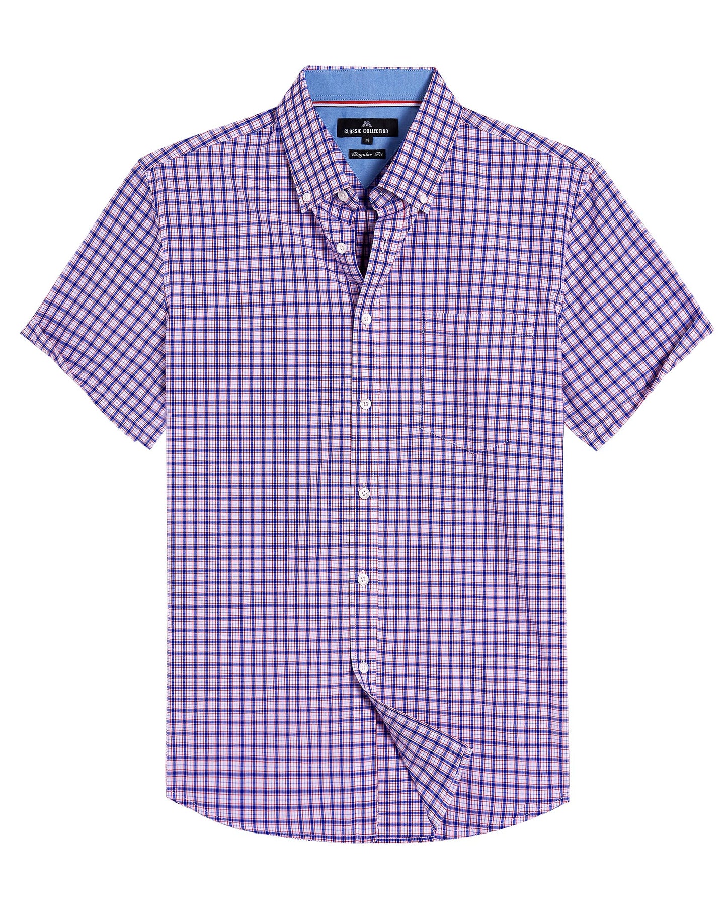 Alimens & Gentle Mens Plaid Short Sleeve Button Down Shirts Cotton Regular Fit Casual Gingham Shirts