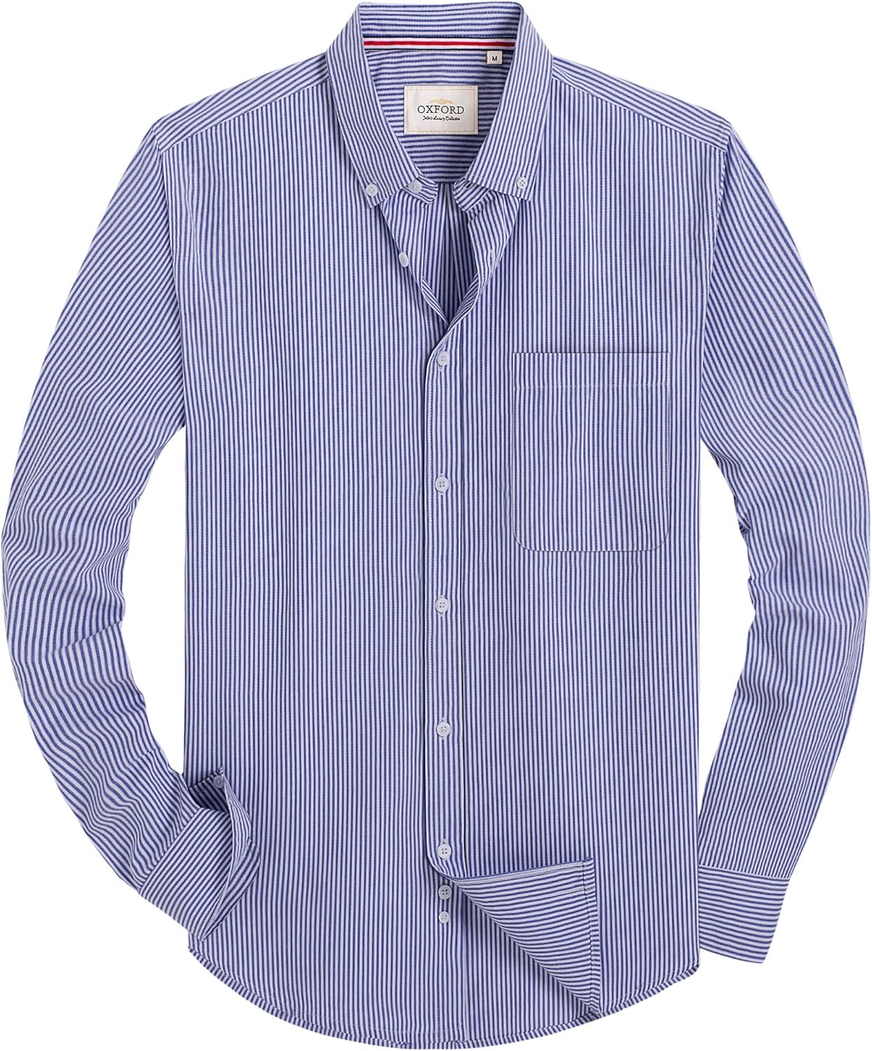 Alimens & Gentle Mens Solid Oxford Shirt Long Sleeve Dress Shirt Work Casual Button Down Shirts with Pocket