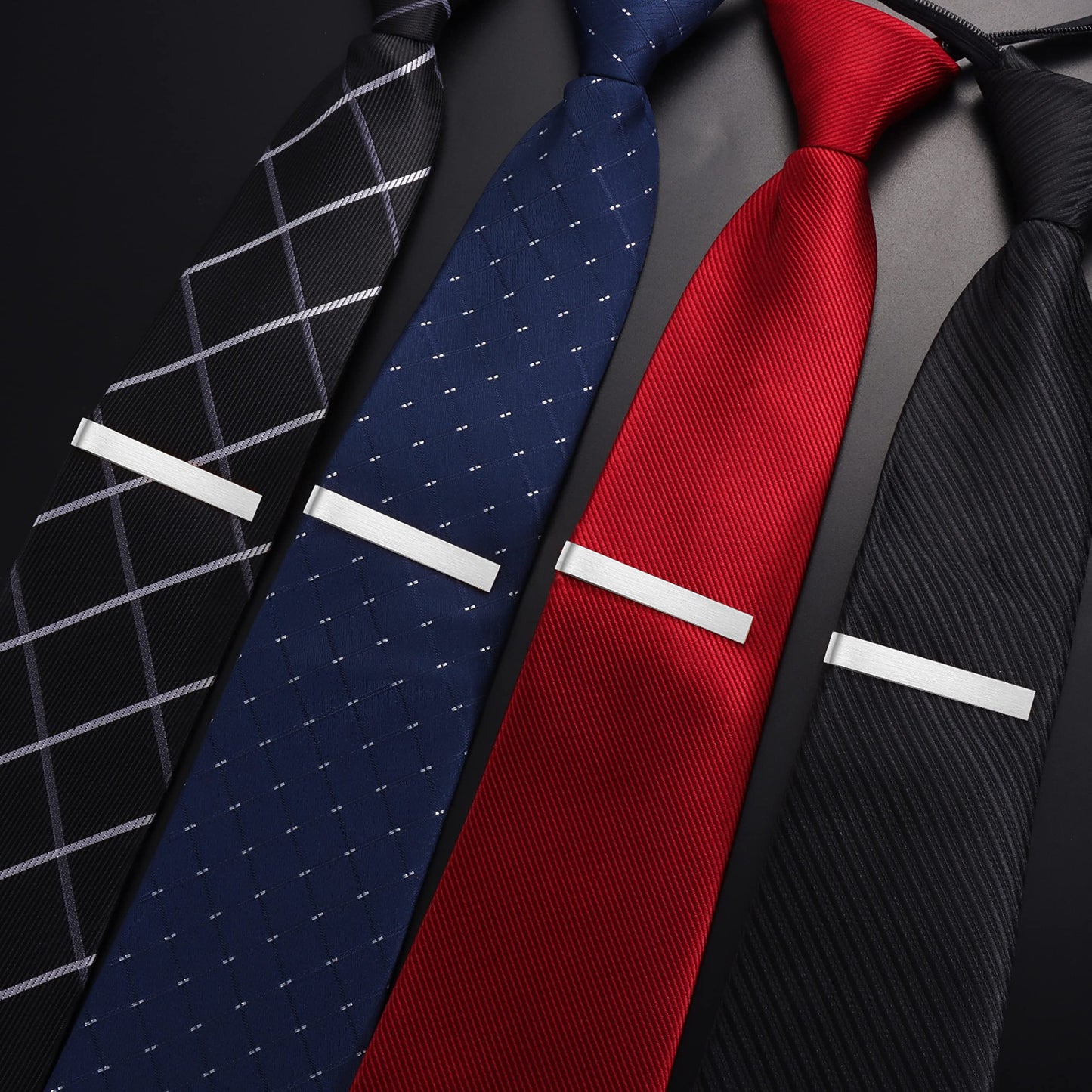 Skinny Tie Clip Bar Set, 2 Inch Tie Clip for Men - Wedding, Meeting, Party Gift Set