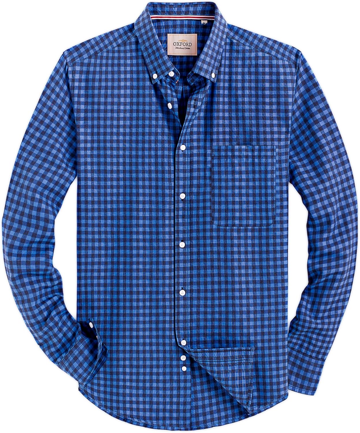 Alimens & Gentle Mens Solid Oxford Shirt Long Sleeve Dress Shirt Work Casual Button Down Shirts with Pocket