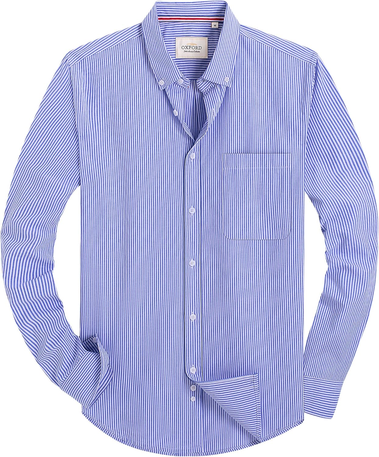 Alimens & Gentle Mens Solid Oxford Shirt Long Sleeve Dress Shirt Work Casual Button Down Shirts with Pocket