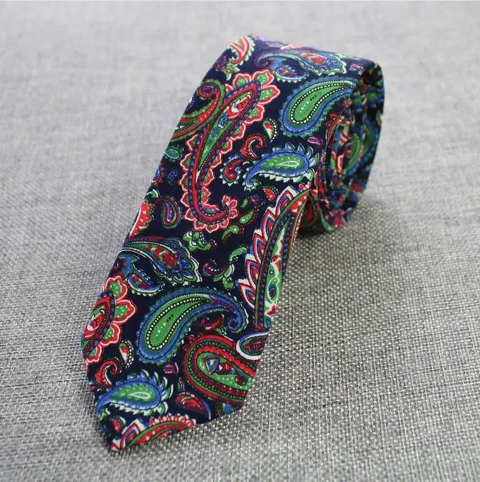 Mens Cotton Ties 6 cm Slim Tie Paisley Tie Classical Floral Ties Casual Neckties Vintage Skinny Ties For Wedding Party
