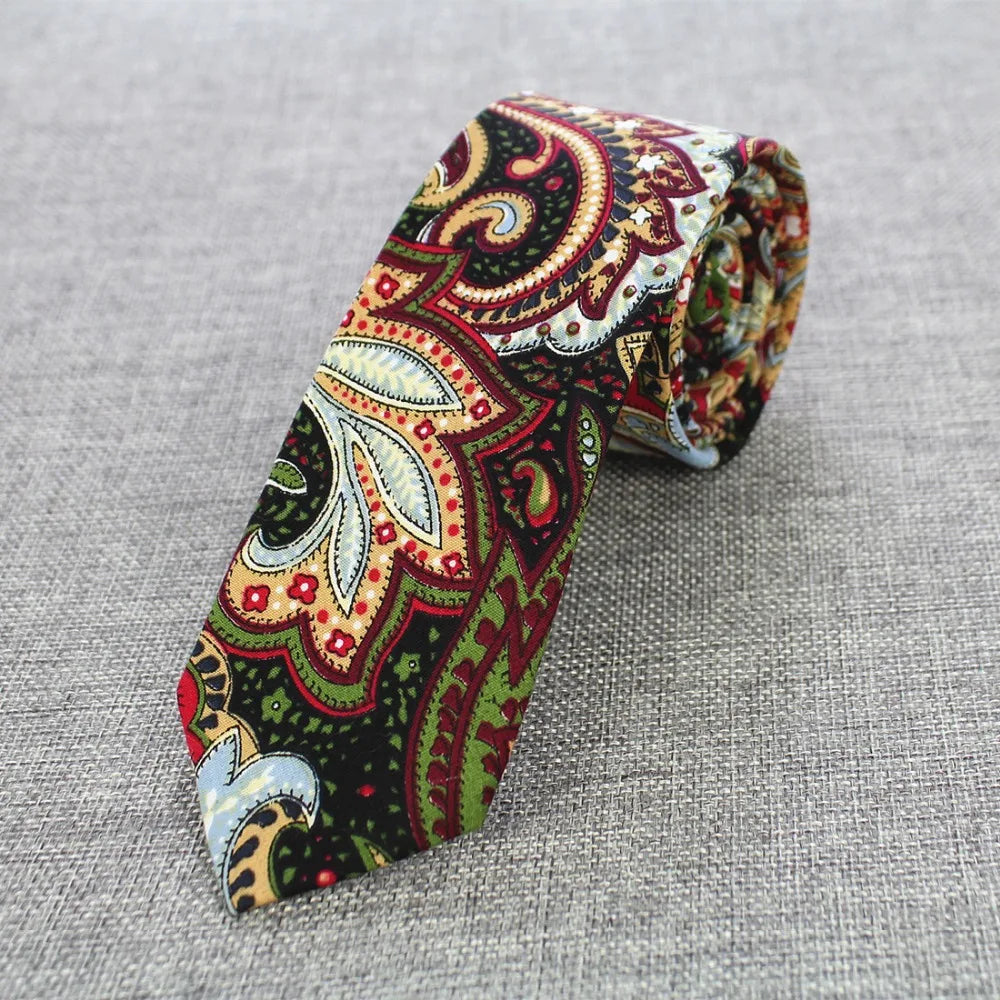 Mens Cotton Ties 6 cm Slim Tie Paisley Tie Classical Floral Ties Casual Neckties Vintage Skinny Ties For Wedding Party