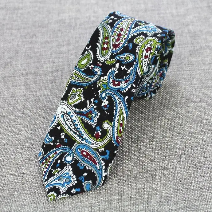 Mens Cotton Ties 6 cm Slim Tie Paisley Tie Classical Floral Ties Casual Neckties Vintage Skinny Ties For Wedding Party