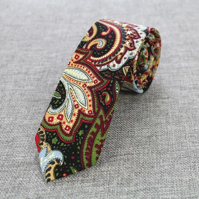 Mens Cotton Ties 6 cm Slim Tie Paisley Tie Classical Floral Ties Casual Neckties Vintage Skinny Ties For Wedding Party