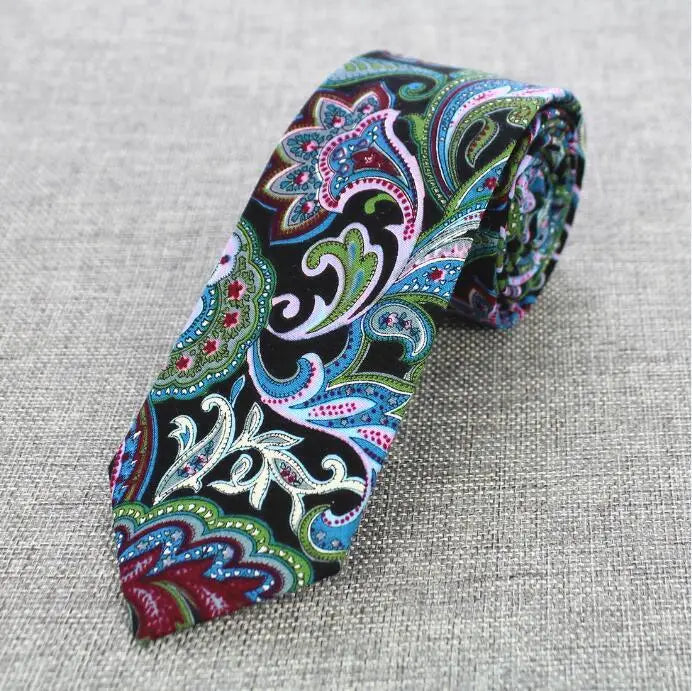 Mens Cotton Ties 6 cm Slim Tie Paisley Tie Classical Floral Ties Casual Neckties Vintage Skinny Ties For Wedding Party