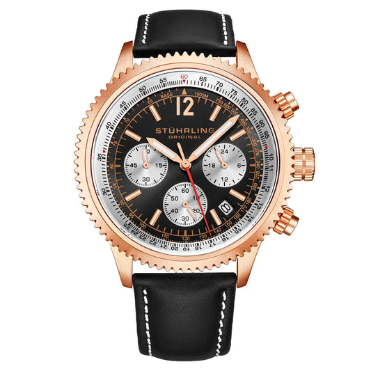 Stuhrling Monaco 44mm Chronograph with Tachymeter Sporty Dress Watch