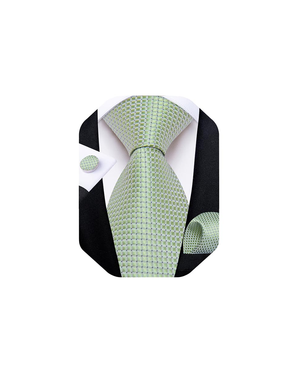 Mens Solid Color Tie and Pocket Square Set Woven Silk Plain Necktie & Handkerchief for Men Wedding Party Formal