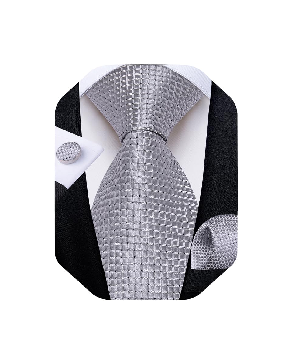 Mens Solid Color Tie and Pocket Square Set Woven Silk Plain Necktie & Handkerchief for Men Wedding Party Formal