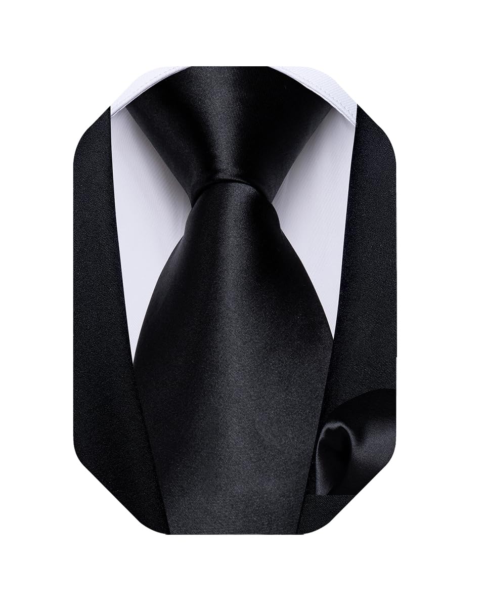 Mens Solid Color Tie and Pocket Square Set Woven Silk Plain Necktie & Handkerchief for Men Wedding Party Formal