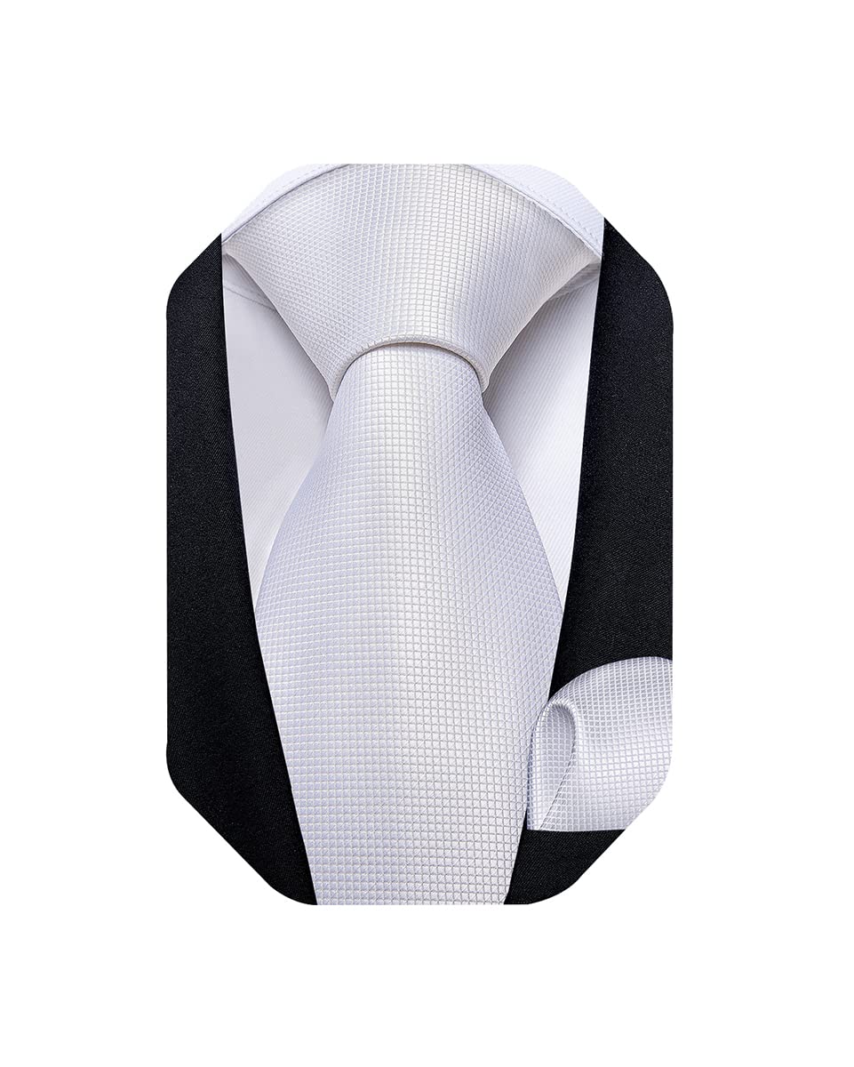 Mens Solid Color Tie and Pocket Square Set Woven Silk Plain Necktie & Handkerchief for Men Wedding Party Formal