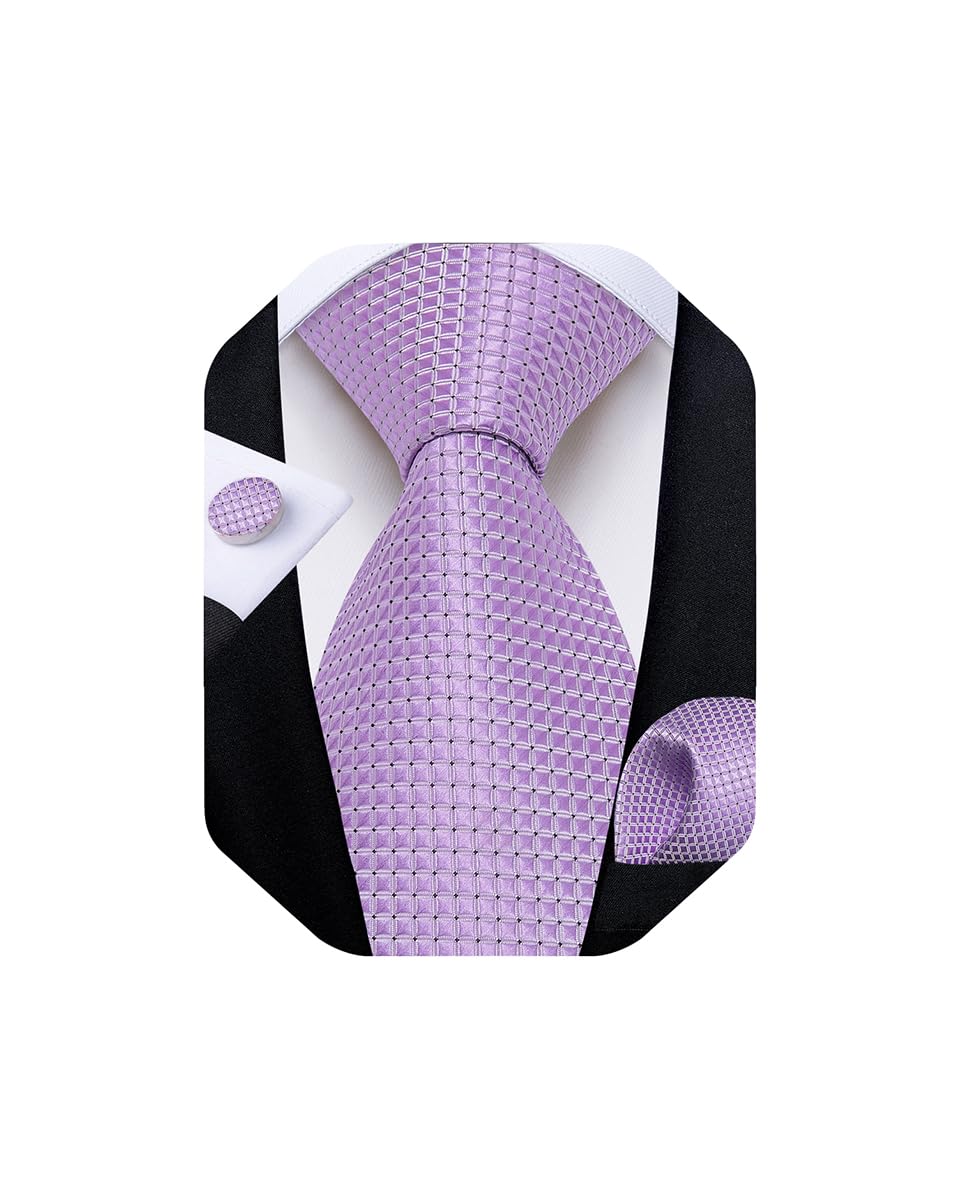 Mens Solid Color Tie and Pocket Square Set Woven Silk Plain Necktie & Handkerchief for Men Wedding Party Formal