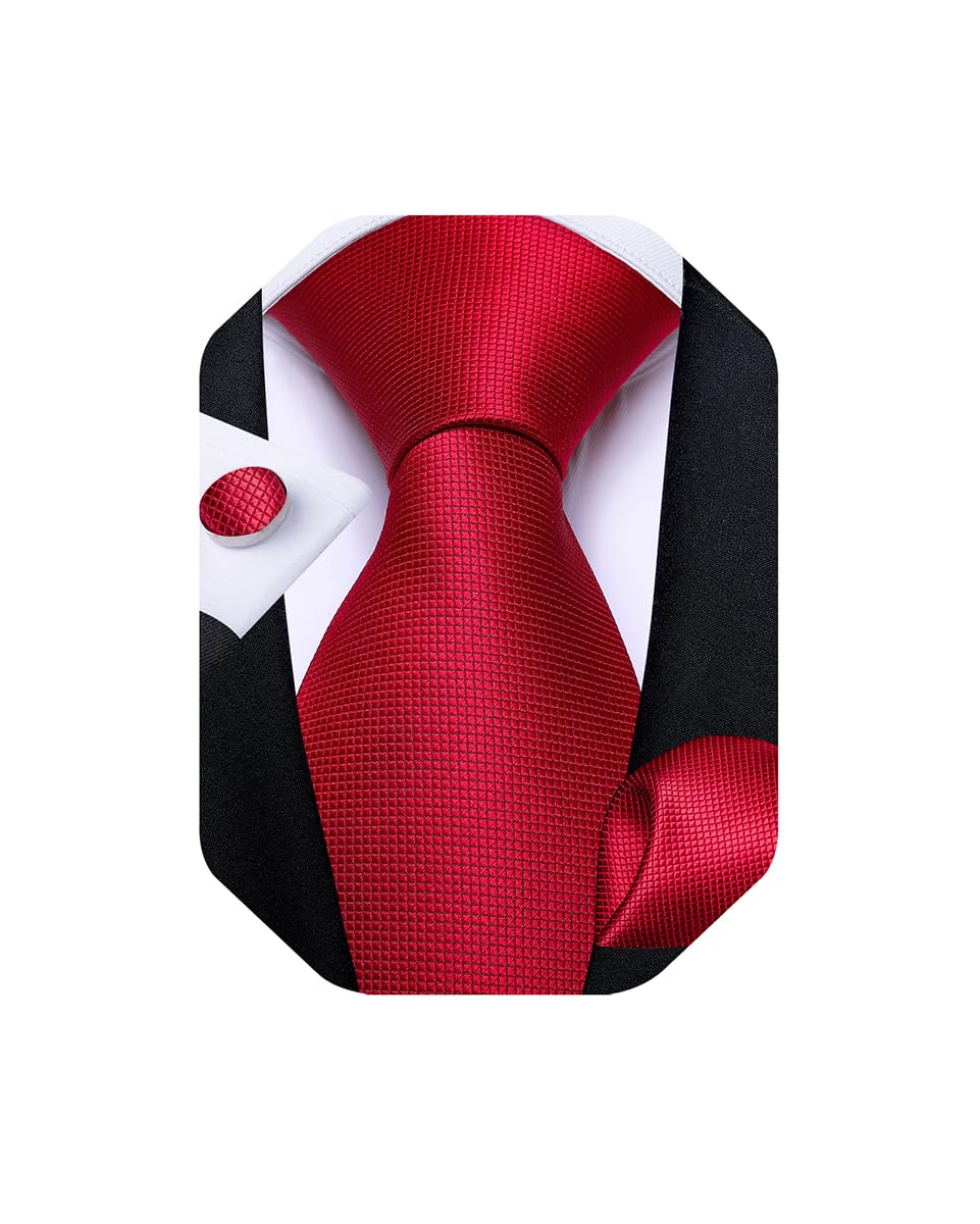 Mens Solid Color Tie and Pocket Square Set Woven Silk Plain Necktie & Handkerchief for Men Wedding Party Formal