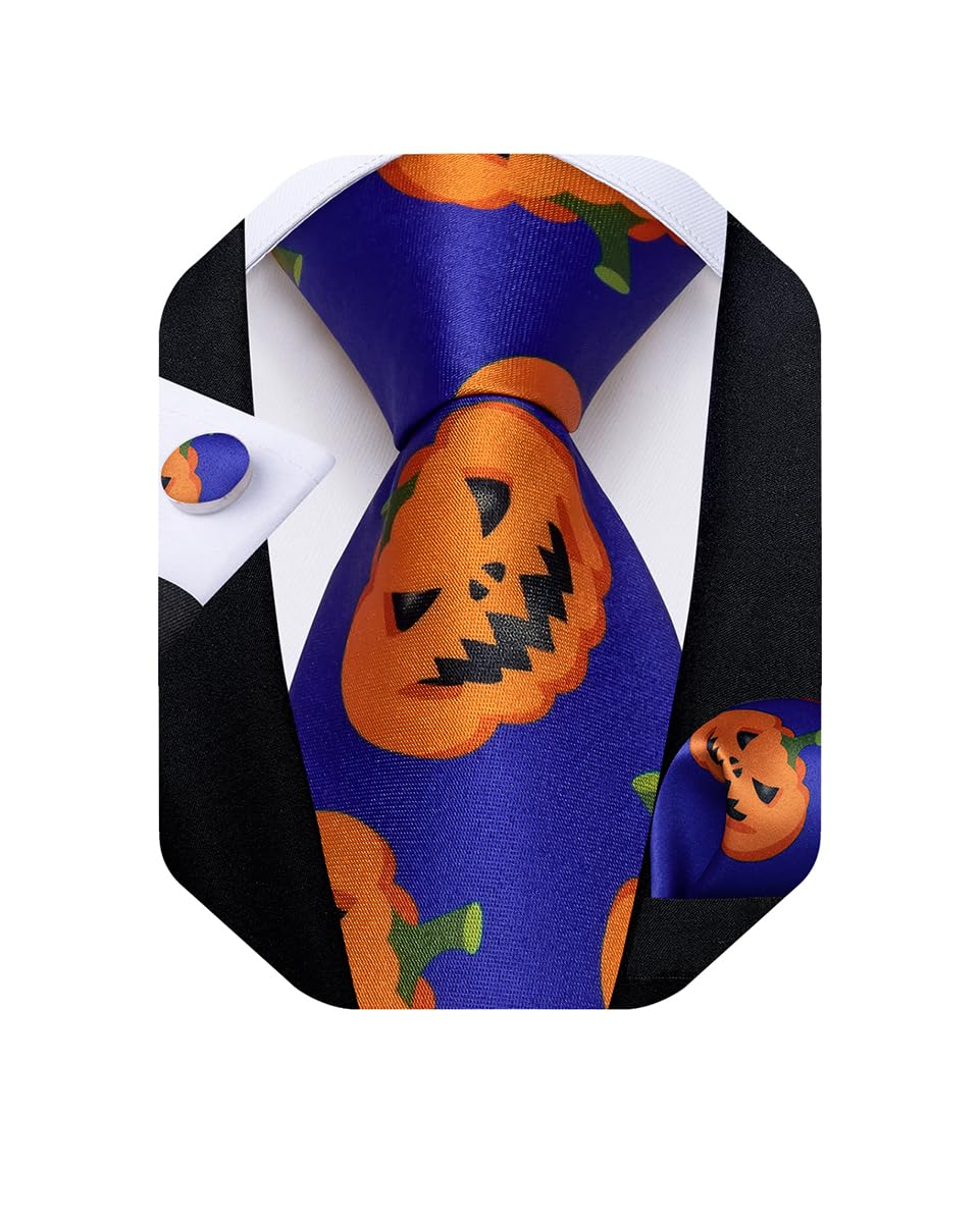 Mens Tie Set Silk Solid Paisley Necktie and Pocket Square Cufflinks Classic Formal Ties for Men Wedding Party