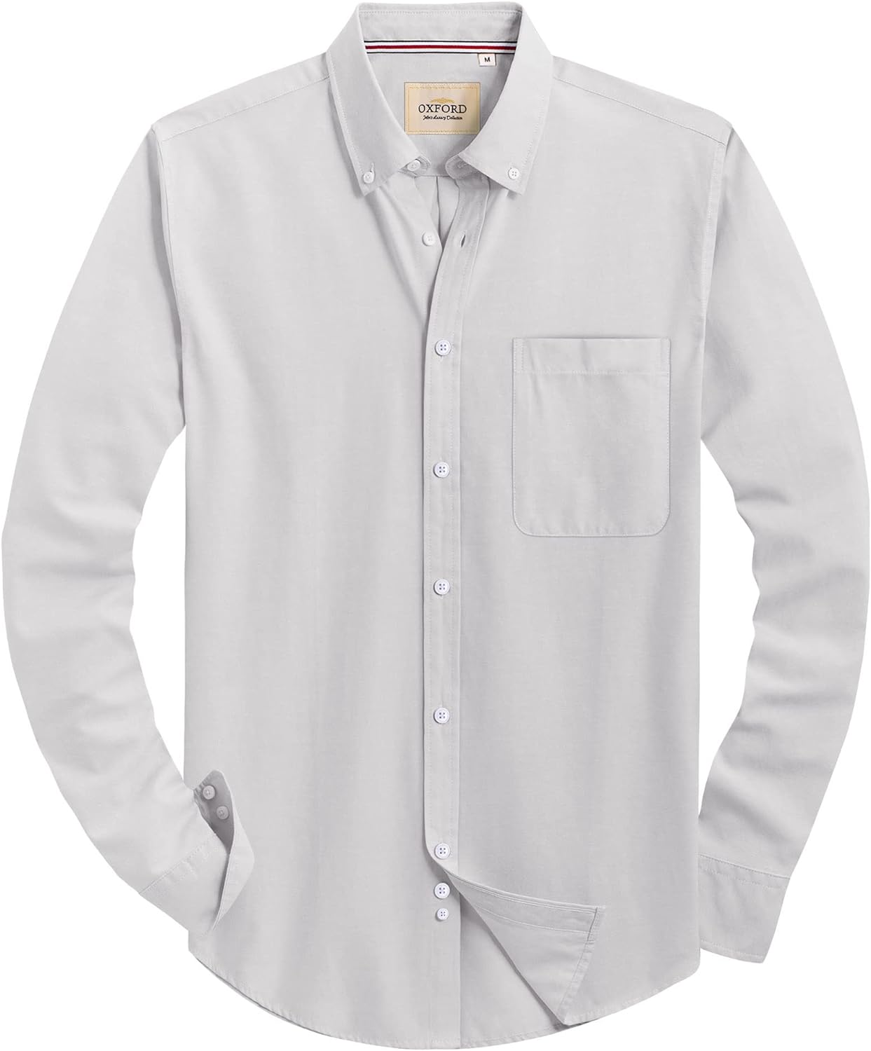 Alimens & Gentle Mens Solid Oxford Shirt Long Sleeve Dress Shirt Work Casual Button Down Shirts with Pocket