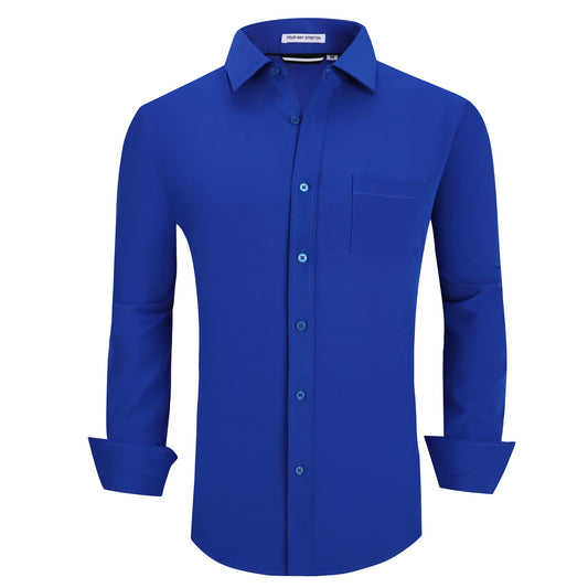 Alex Vando Mens Dress Shirt Wrinkle Free Regular Fit 4-Way Stretch Button Down Shirts