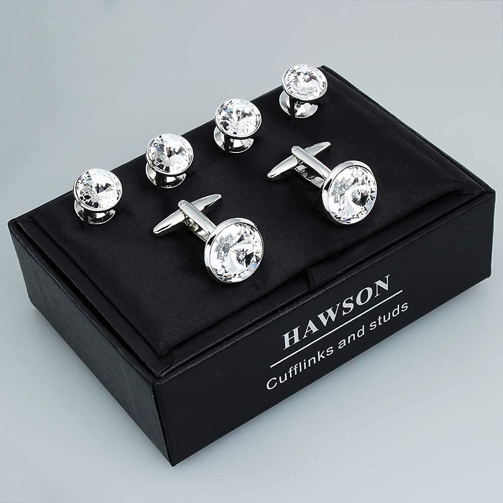 Cufflinks for Men with 4/6 pcs Shirt Studs Set, Gift Box Packed