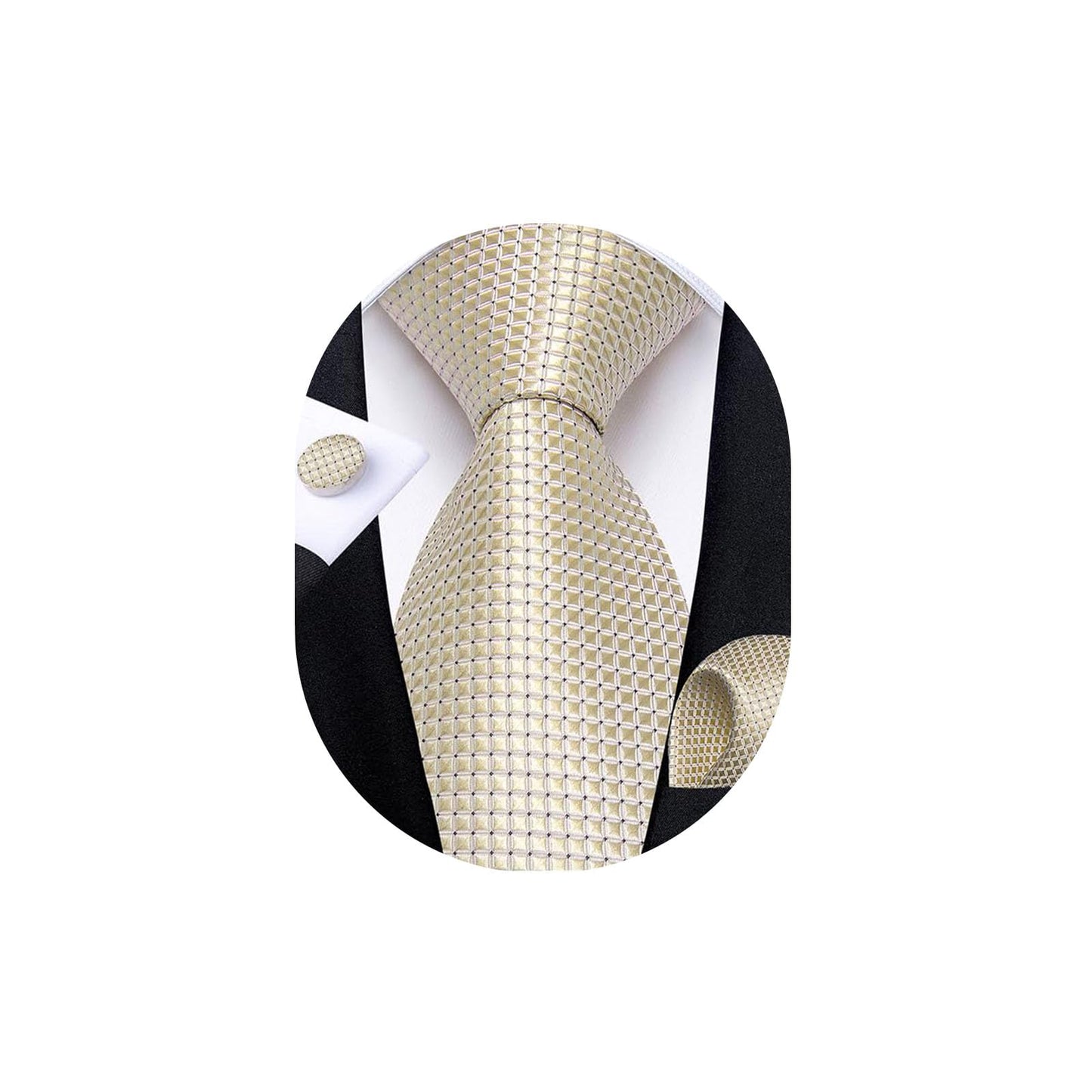 Mens Solid Color Tie and Pocket Square Set Woven Silk Plain Necktie & Handkerchief for Men Wedding Party Formal
