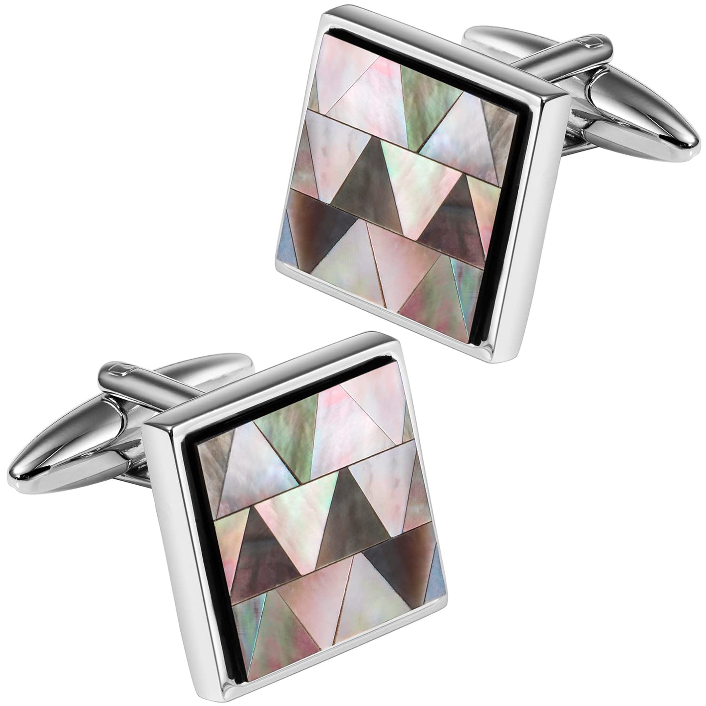 Handmade Classic Mother of Pearl Silver Cuff Links