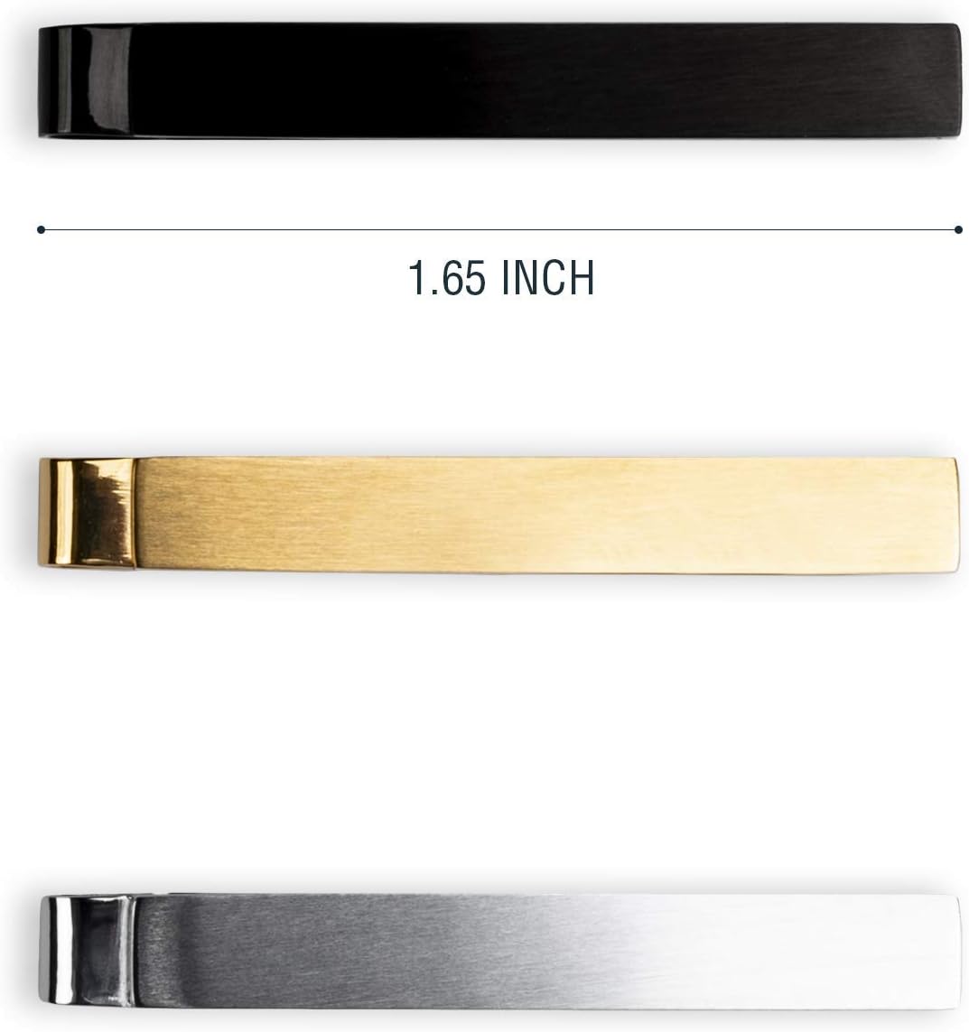 Würkin Stiffs Assorted Power Stays Magnet Collar Stay Travel Set | Tan Leather Wallet Case | Slim Tie Bar Clip Set | Set of 3 1.65" Brushed Finish Tie Clips | As Seen on Shark Tank